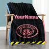 Manchester City Personalized Text Blanket Lightweight Personalized Blanket Soft & Cozy Great for Nap Bedding Sofa Office for All Occasions