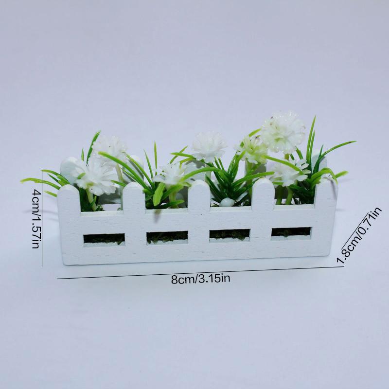 1/12 Scale Dollhouse Flower Potted Plant Mini Garden Decoration Micro Landscape Ornament For Dolls Houses белый
