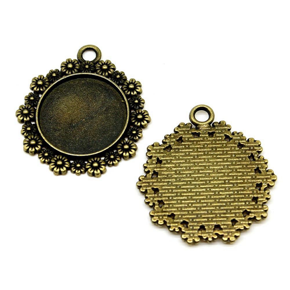 Fit 20mm Round Cabochon Bezel Pendant Setting Handmade Craft Blanks Frames