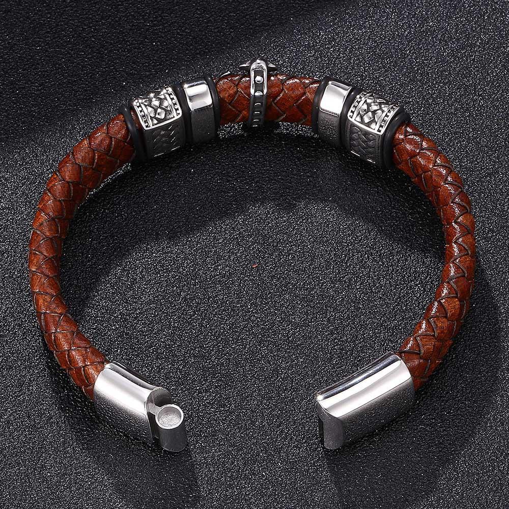 Bracelet en cuir Meier le plus vendu: style européen et américain, cordon multicouche tissé à la main avec fermoir magnétique, bracelet jonc en cuir véritable