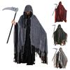 Halloween Hooded Cloak Adult Grim Reaper Cosplay Costume with Scythe Medieval Renaissance Wizard Cape for Haunted House Props
