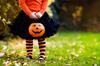 Candy bucket, plastic, orange, pumpkin, with handle, Halloween decorations, diameter 15cm