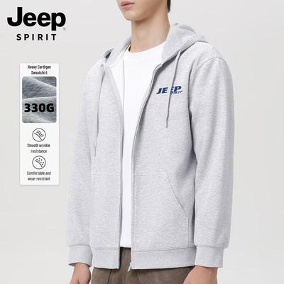 JEEP SPIRIT Men's Heavyweight 330G Loose Hooded Cardigan Jacket