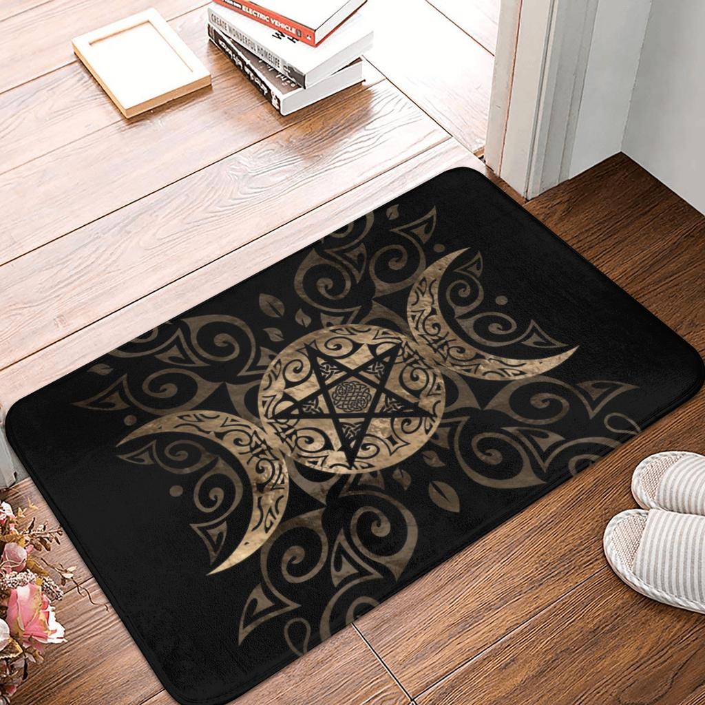 Triple Moon Goddess Doormat Mat Anti-Slip Pentagram Pagan Wiccan Kitchen Bath Balcony Rug Carpet 40*60cm