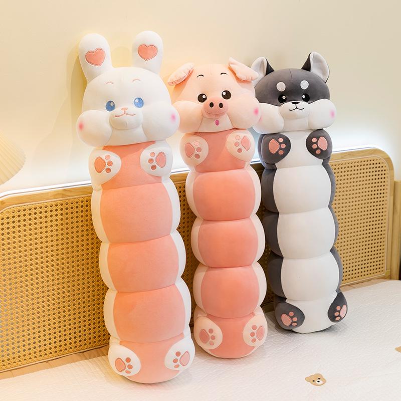 

Cute Caterpillar Long Pillow: Girls Bedroom Side Sleeper & Backrest 70cm [0.4kg]
