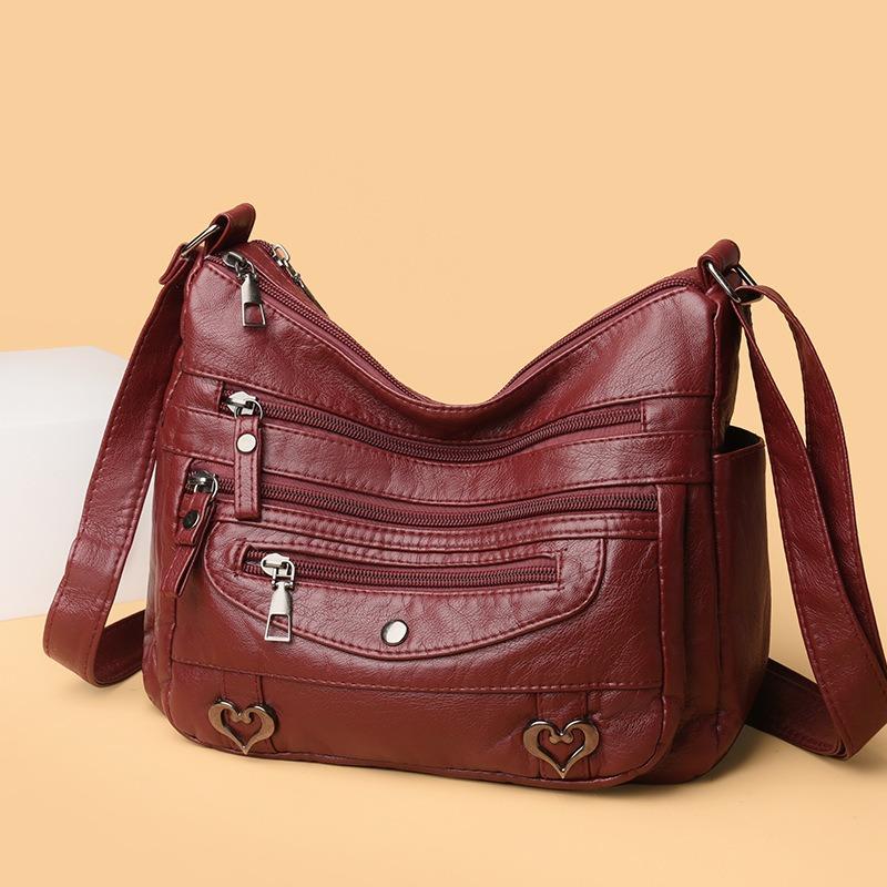 Weiche Leder Mehrfachtaschen Damenhandtasche neue Schulter Umhängetasche Damenrucksack mittelgroße Muttertasche