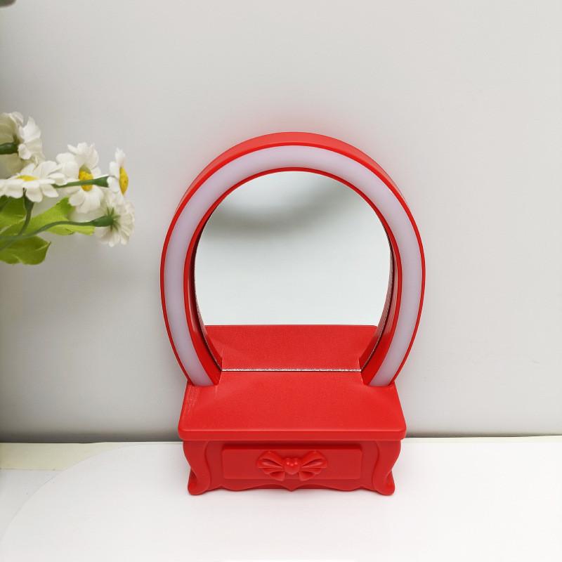 

Детский блестящий игрушечный туалетный столик со светодиодной подсветкой, питание от батареек ААА красный