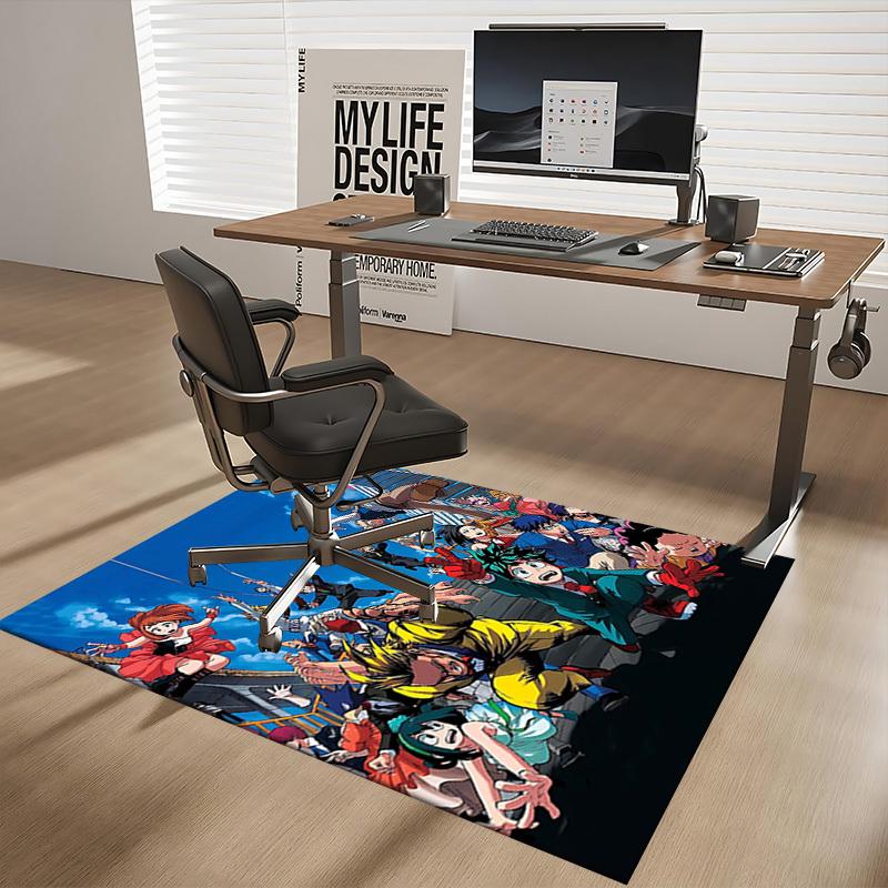 1pc My Hero Academia Chair Mat - Anime Cartoon Design Office Desk Pad, Non-Slip Carpet for Home Decor, Suitable for All Seasons.T065