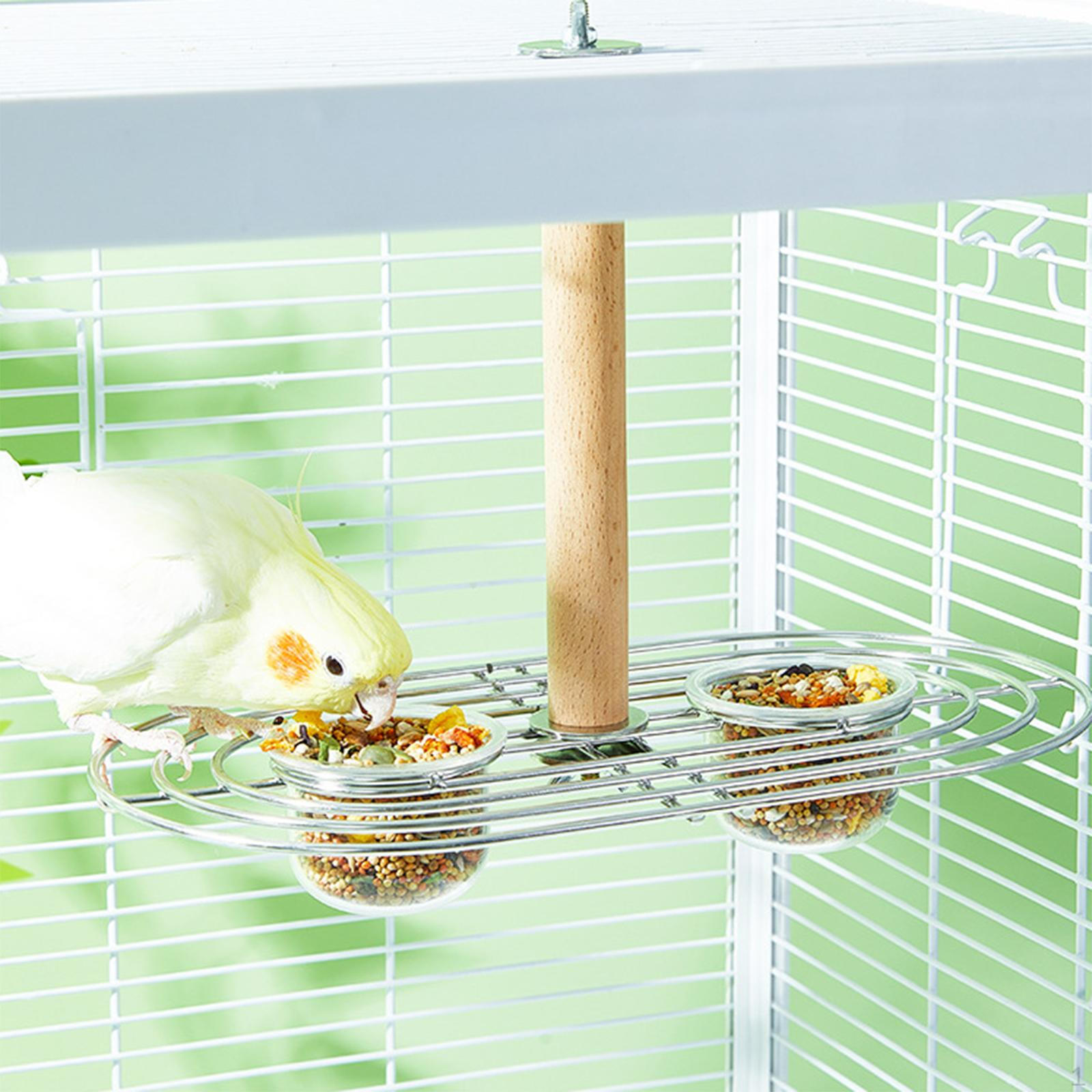 

Bird Feeder with Perch Stand Toy Easy Clean Cage Accessories Food Water Bowls Parrot Feeding Cups