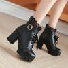 Women's Ankle Boots Thick Heel Lace Up Women Boots Winter Thick Warm Ladies Snow Boots Solid Color Versatile Platform Sexy Botas