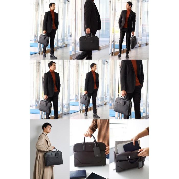 [Pelle Morbida] Briefcase Genuine Leather Capitale Men's Black PM-CA015-BK 11" x 14.6" x 3.1