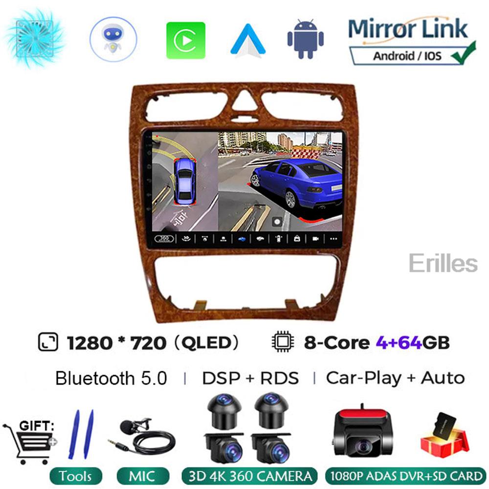 Car Radio Android 14 For Mercedes Benz C Class W203 C200 C320 C350 CLK W209 2002 - 2005 Car Stereo Multimedia Player NO DVD