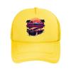 Retro  Style Car with Tropical Sunset Background Mesh Baseball Cap