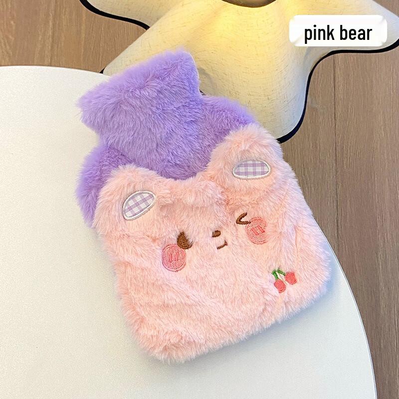 Fumaide Cartoon Plush Hot Water Bottle with Hand Warmer Pocket