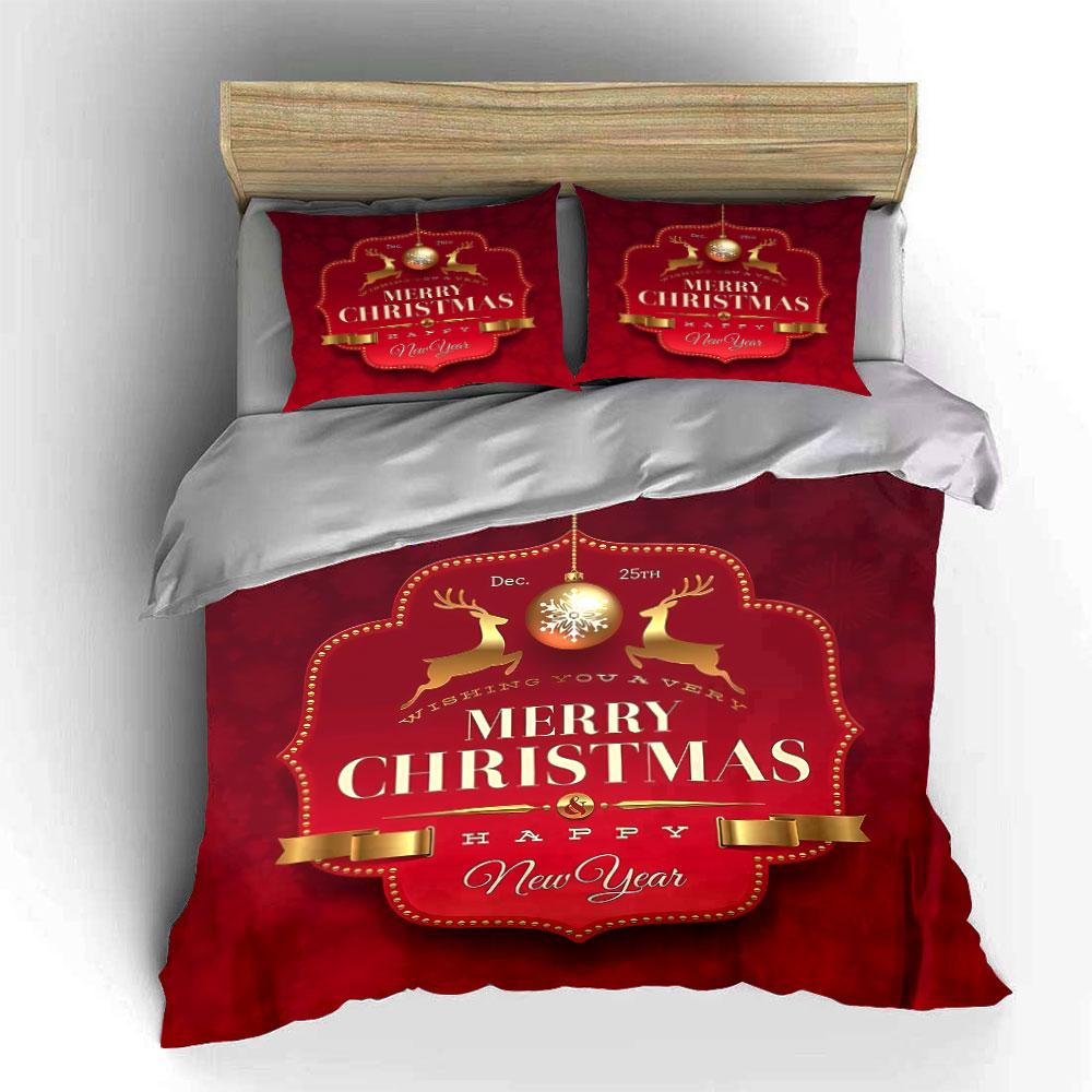 Merry Christmas Red Decoration Bedding Duvet Cover Set Duvet Cover Pillowcases (1*Duvet Cover 2*Pillowcases, without duvet insert)