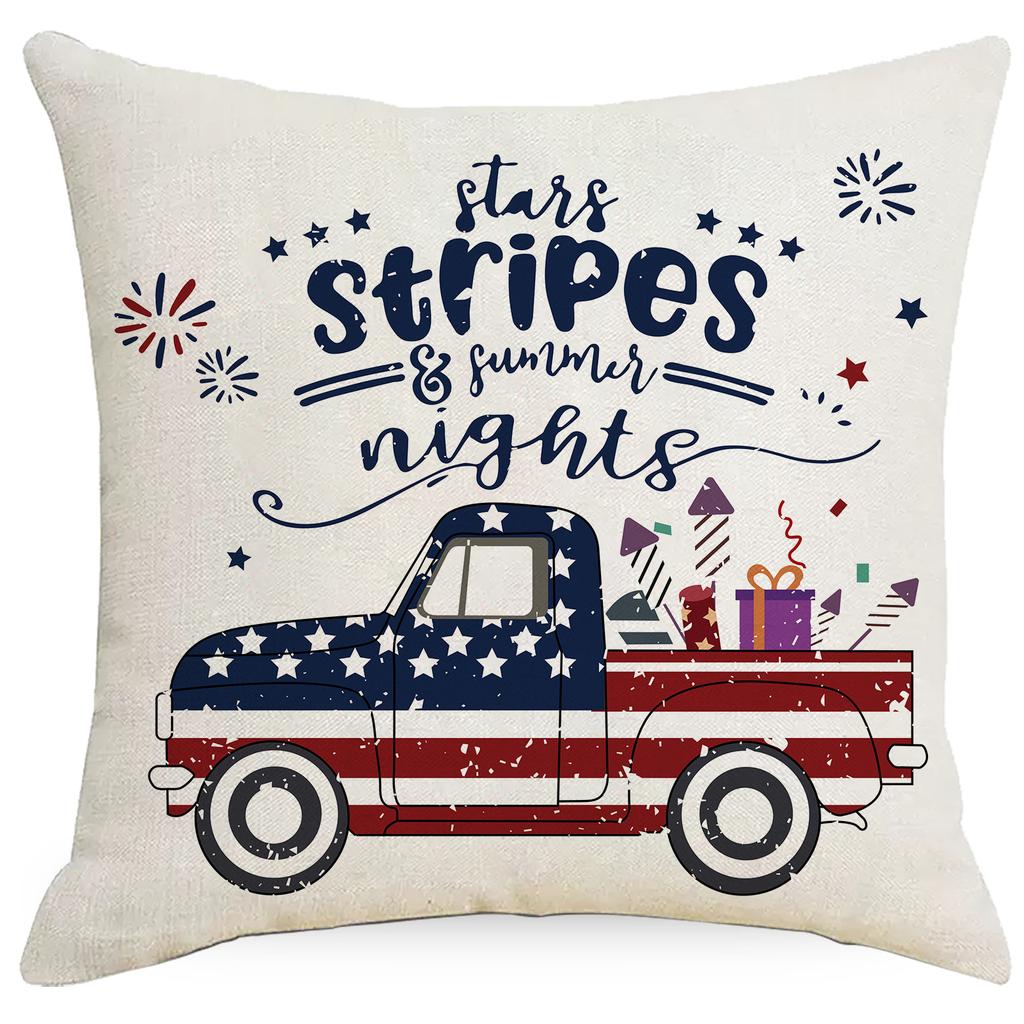 Fronha de Linho Bandeira Vermelha e Azul Decoração de Casa Europeia e Americana Sala de Estar Sofá Fronha