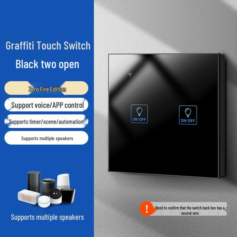 Zhengshang C3 Graffiti Smart WiFi Switch: Wireless Voice Panel, EU Standard, Compatible with Alexa & Google Assistant.