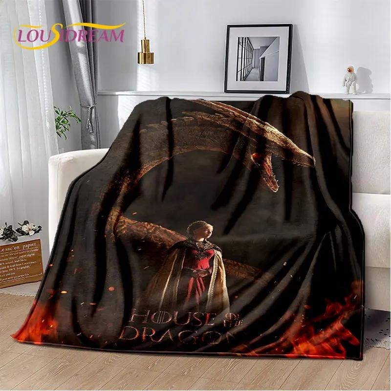 House of The Dragon TV-Film Weiche Plüschdecke, Flanelldecke Überwurfdecke für Wohnzimmer Schlafzimmer Bett Sofa Picknickdecke Kinder