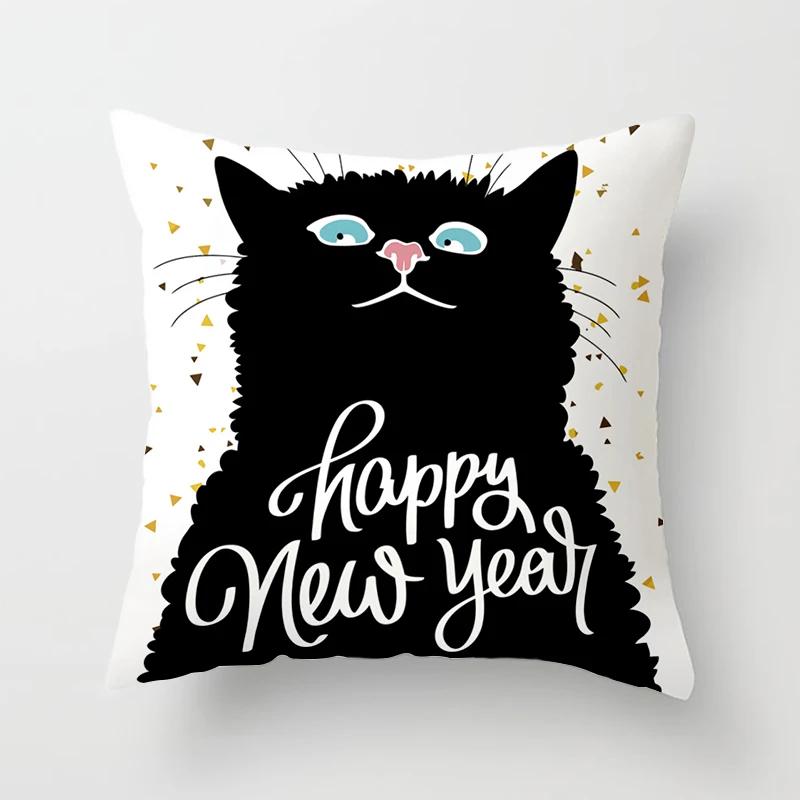 Funny Cute Black Lover Cat Pillowcase Cushion Cover 4545 Polyester Pillow Cover Sofa Car Home Decor Room Decoration