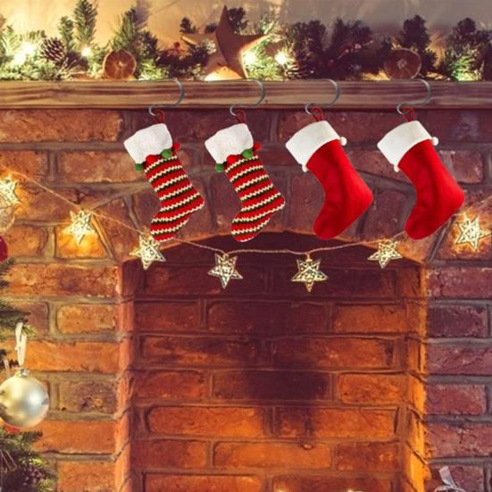 Scratch-Free Christmas Stocking Holder Metal Fireplace Stocking Hanger for Fireplace Mantel Xmas Party Decoration