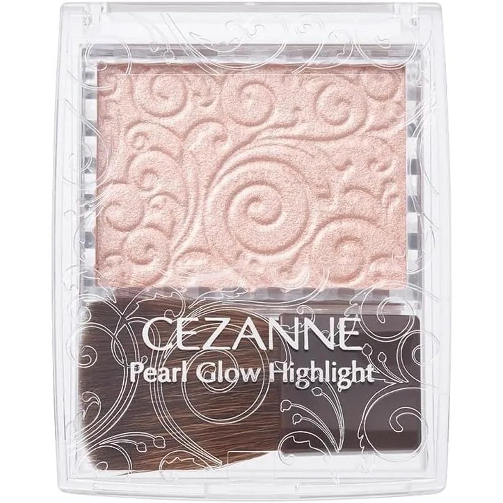 CEZANNE Хайлайтер с жемчужным сиянием 02 Розовый беж 2,4 г (3 штуки, включая светящуюся кисть) 2