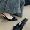 French Temperament Socialite Black High Heels Women's Shoes 2025 New Design Pointed Head Shallow Mouth Thin Heel Empty Sandals