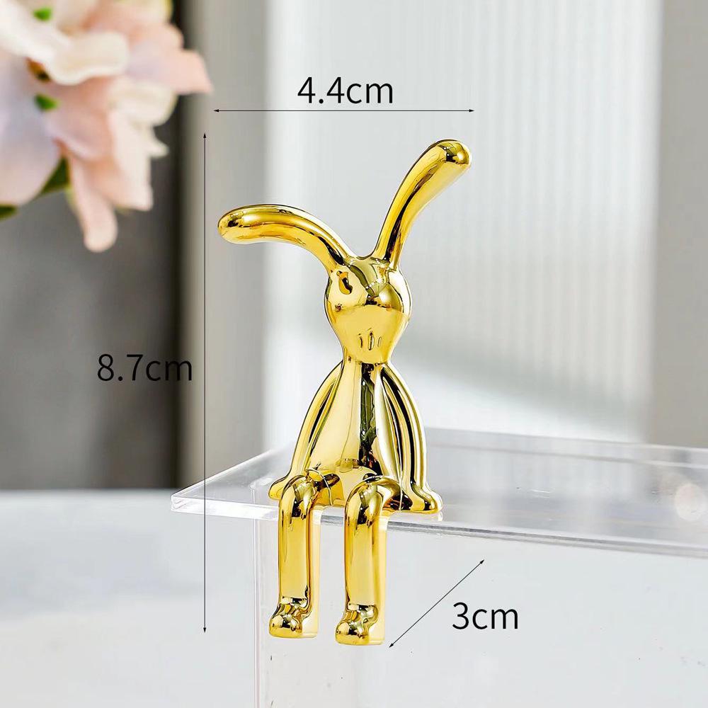 3D Long-Eared Electroplated Rabbit and Ferocious Bear Ornament