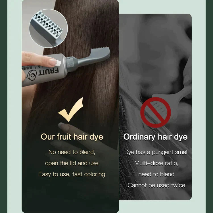 80ml Fruit Essence Hair Dyeing Comb Hair Color Cream Black Brown For Women Grandma Grandpa