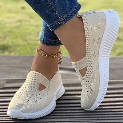 Fashion Mesh Women's Sneakers 2025 Spring Slip On Women's Vulcanize Shoes Fashion Round Toe Sneakers Women Breathable Solid Casual Shoes