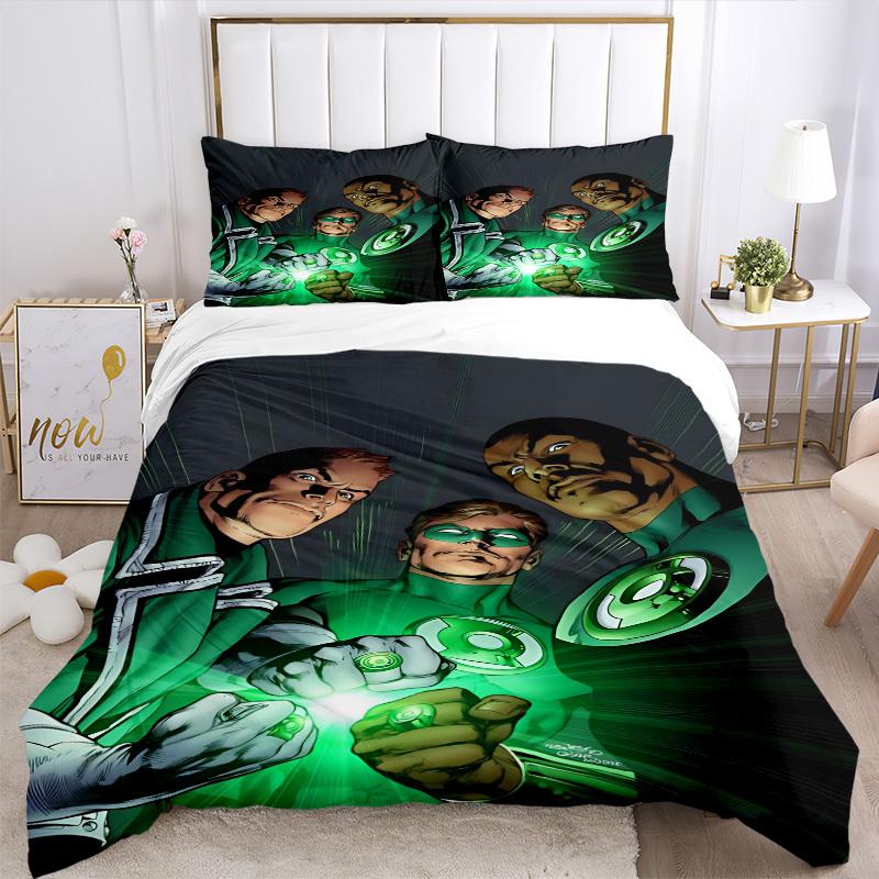 3pcs Green Lantern Cover Set,Soft Comfortable Duvet Cover,Guest Room (1*Duvet Cover + 2*Pillowcases, Without Core) yy251024173