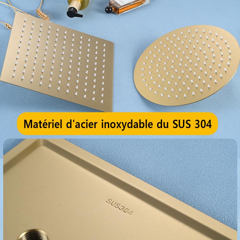 Rushed Gold Rainfall Shower Head 8"/10"/12" Inch Square Round 304 Stainless Steel Bathroom Faucet Rain Top Ceiling Showers Heads