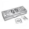 Countertop Food Serving Display Container, Stainless Steel Food Salad Server Tray, Buffet Condiment Dispenser, Ice Cooled Rack with Separate Lid, for
