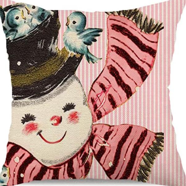 Christmas Pillowcase Linen Print Elk Snowman Home Decoration Sofa Cushion Cover