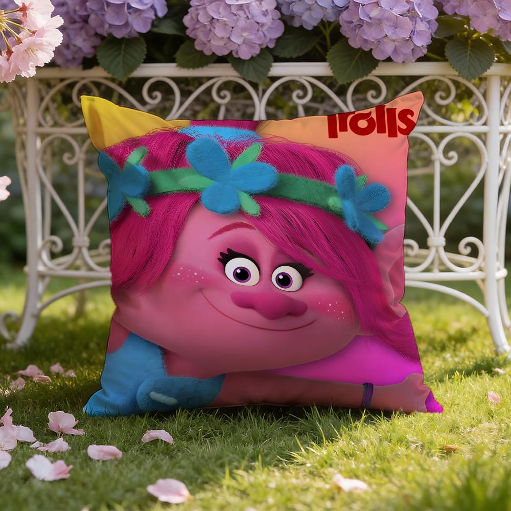Anime T-TrollsS Cartoon Cushion Cover Home & Car Dual-Scene Pillow Cover: Reversible for Premium Comfort