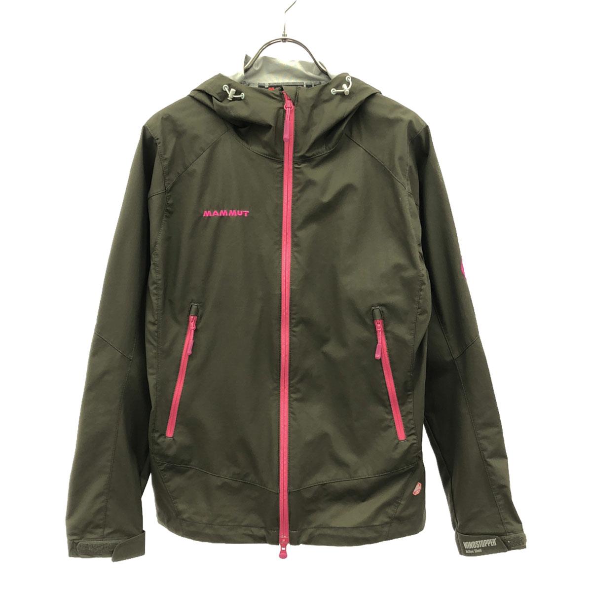

Mammut Logo embroidery Hoodie Nylon jacket S khaki Double Zip Outdoor Women Used