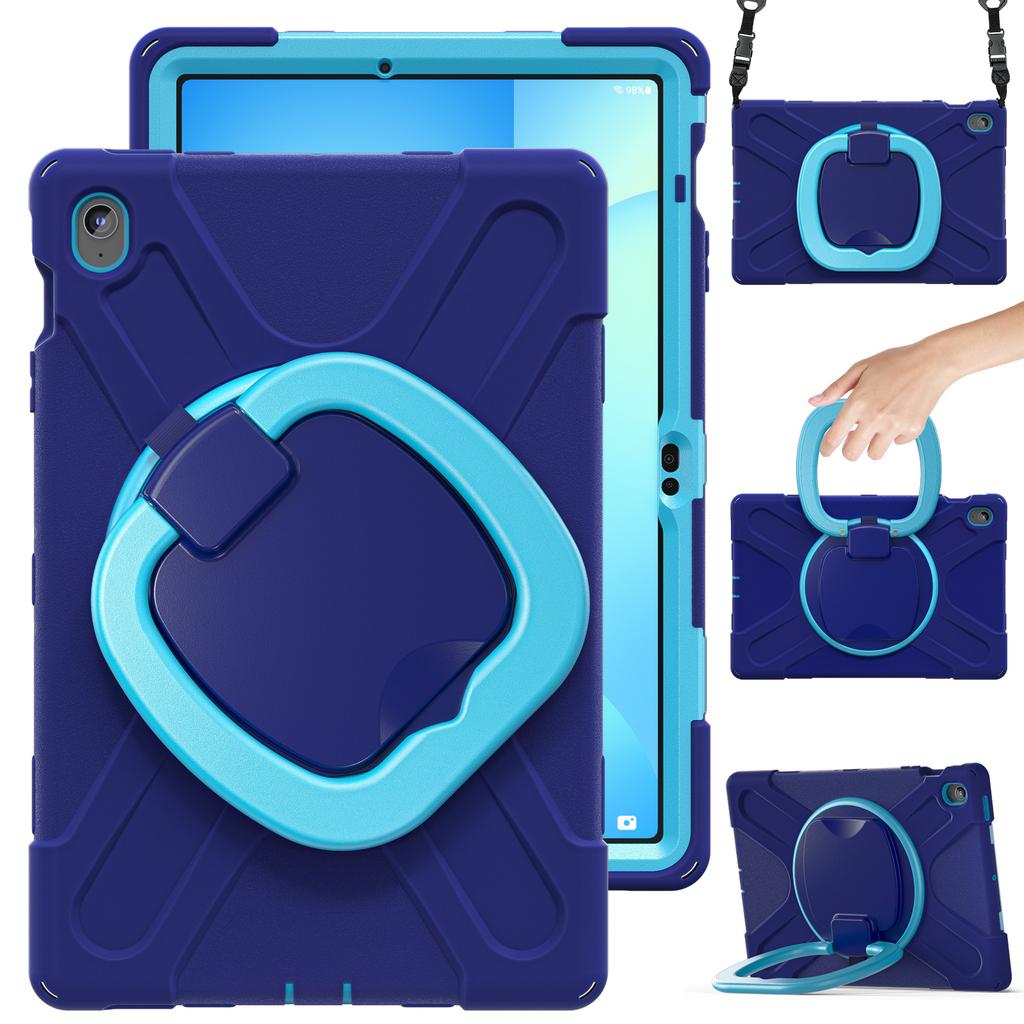 Tablet Case with Shoulder Strap for Samsung Galaxy Tab S10 FE+ SM-X620/SM-X626B TPU + PC + Silicone Kickstand Cover