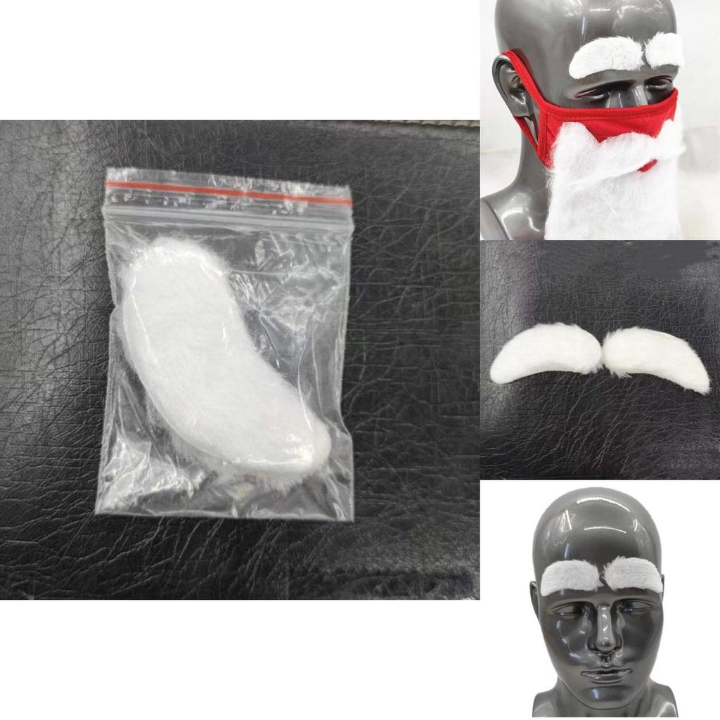 Christmas Santa Claus Eyebrows Beard Party Mask Set For Adults Soft And Fluffy Cotton Fabric
