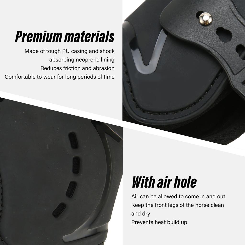 Horse Front Hind Leg Boots Shock Absorption Breathable Open Front PU Horse Tendon Boots for Jumping Show Riding