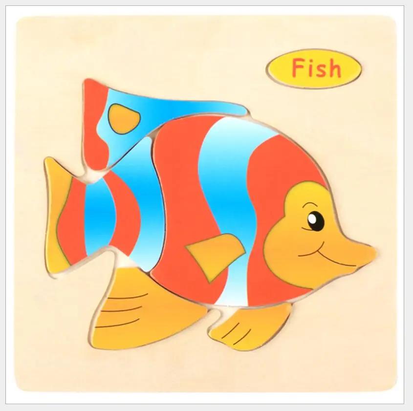 1pc 14.7cm/5.79in Wooden 3D Puzzles Jigsaw Game Cartoon Animal Pattern Kids Montessori Early Educational Toys for Children