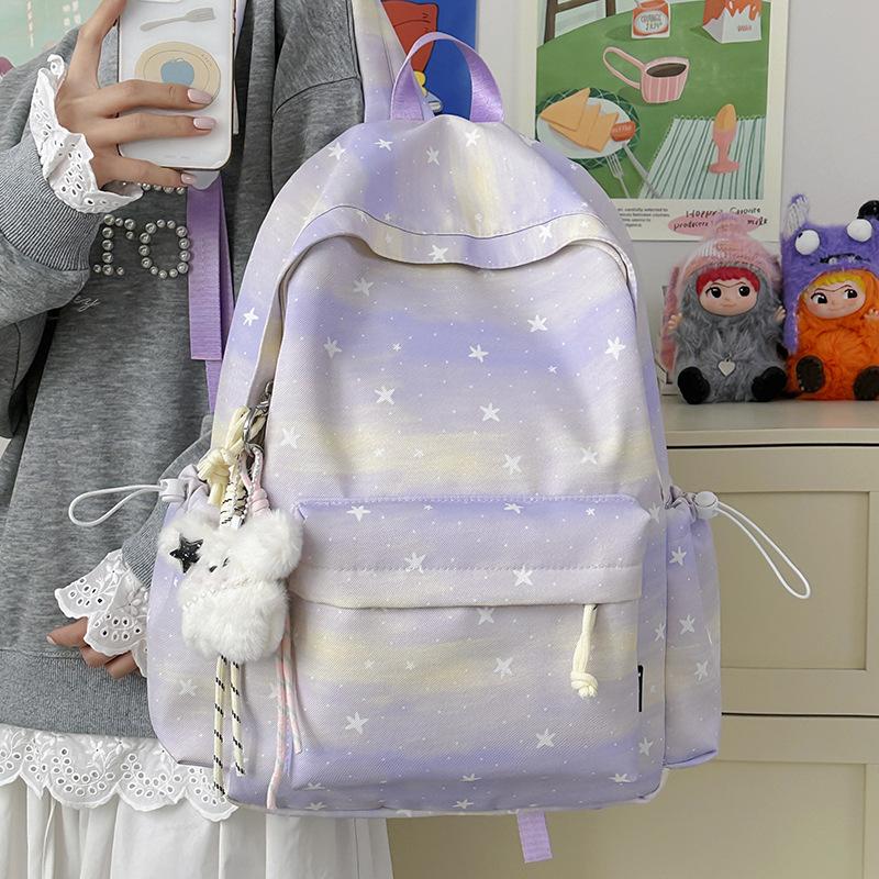Schoolbag new simple daily lightweight dream gradual change star backpack girl heart backpack student large capacity schoolbag