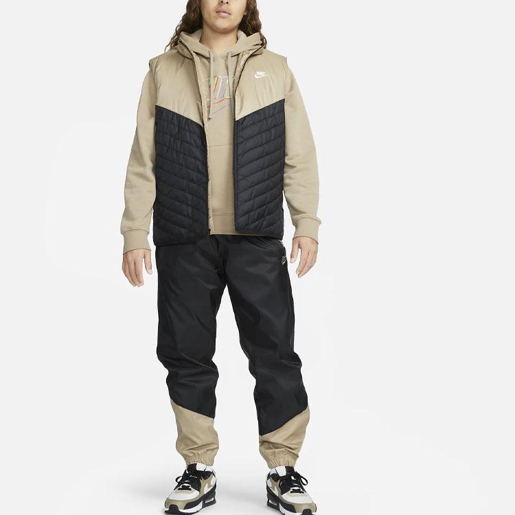 Nike Therma-Fit Windrunner Logo Embroidered Color Block Stand Collar Vest Men Vests Khaki FB8201-010