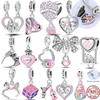 Pink Charms Original 925 Silver Heart Bow Pink Russian Nesting Doll Pendants Fit Bracelet DIY Women Jewelry Making