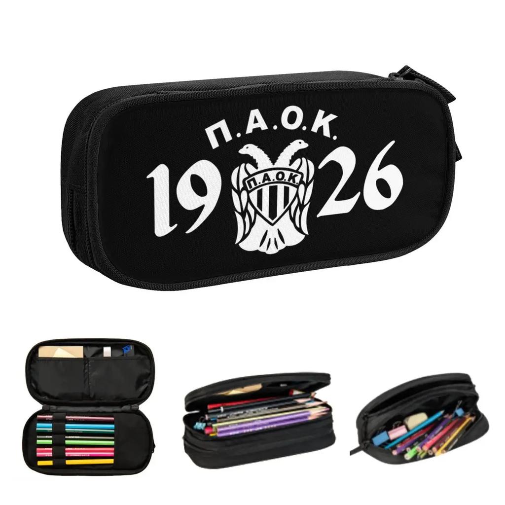 Paok Thessaloniki Ultras Hooligans Pencil Cases for Student Gifts Pen Box Pencil Bag Big Capacity Pencil Pouch Pen Holder