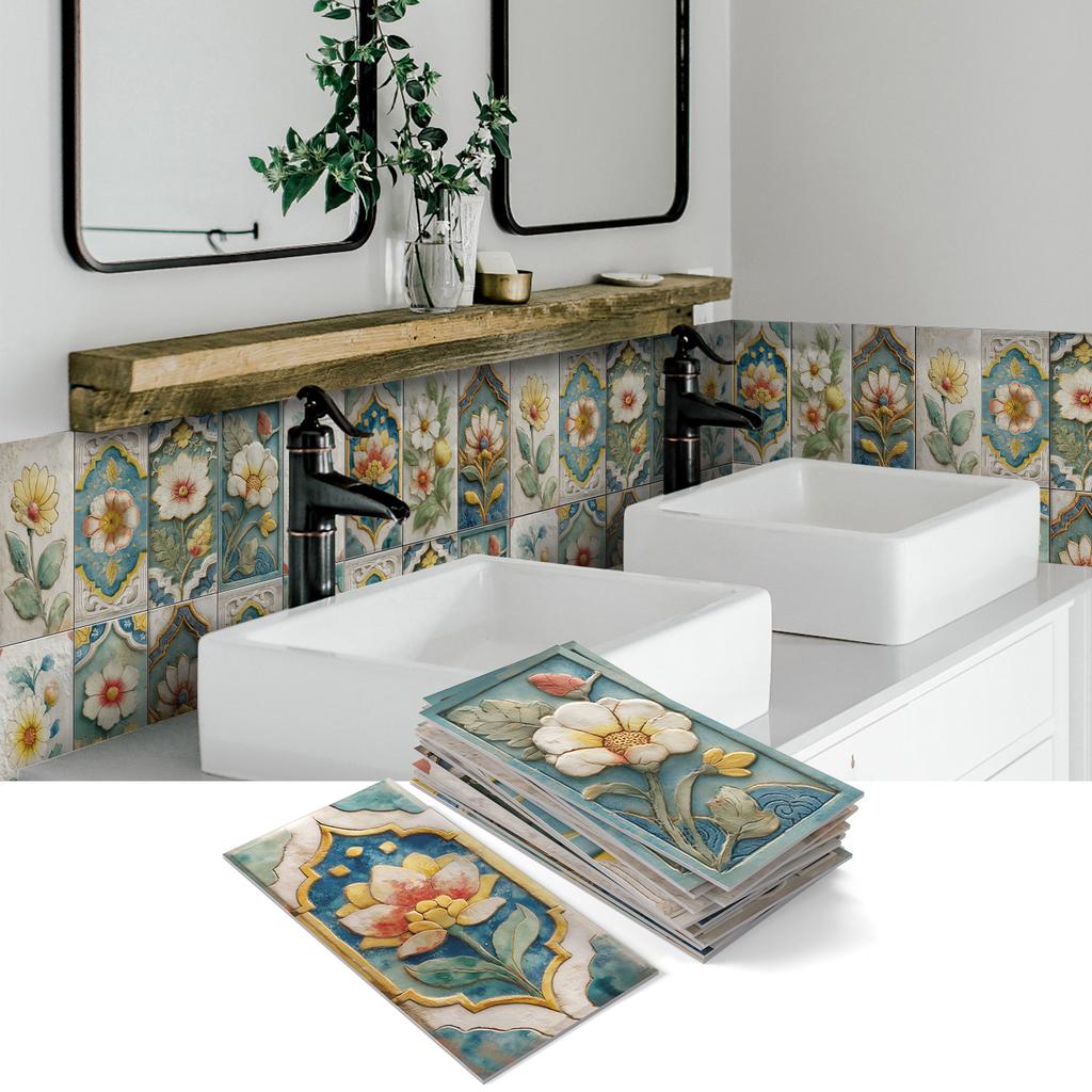 Embossed Pe Foam Thickened Wall Sticker, Self-Adhesive Waterproof And Oil-Proof Tile Sticker, Kitchen Bathroom Home Decoration