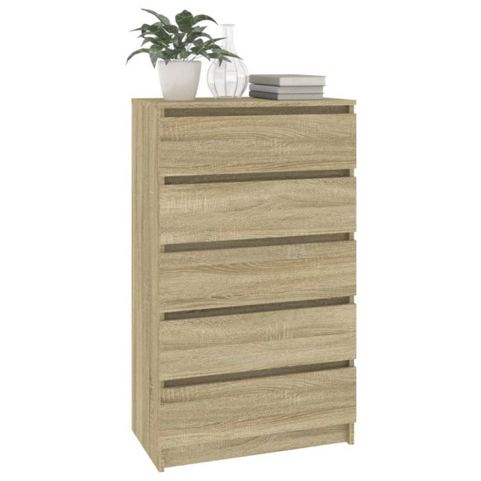 VidaXL Commode, Buffet with 5 Drawers, Storage Cabinet, Living Room Bedroom Furniture, Modern, Oak 823019