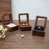 Window Open Ring Organizer Case Wooden Jewelry Storage Box Ring Display Box  Jewelry Studs Storage