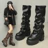Hottie Platform Thick Sole Women Knight High Boots Fashion Height Increase Shoes Female Punk Long Booties  De Muje