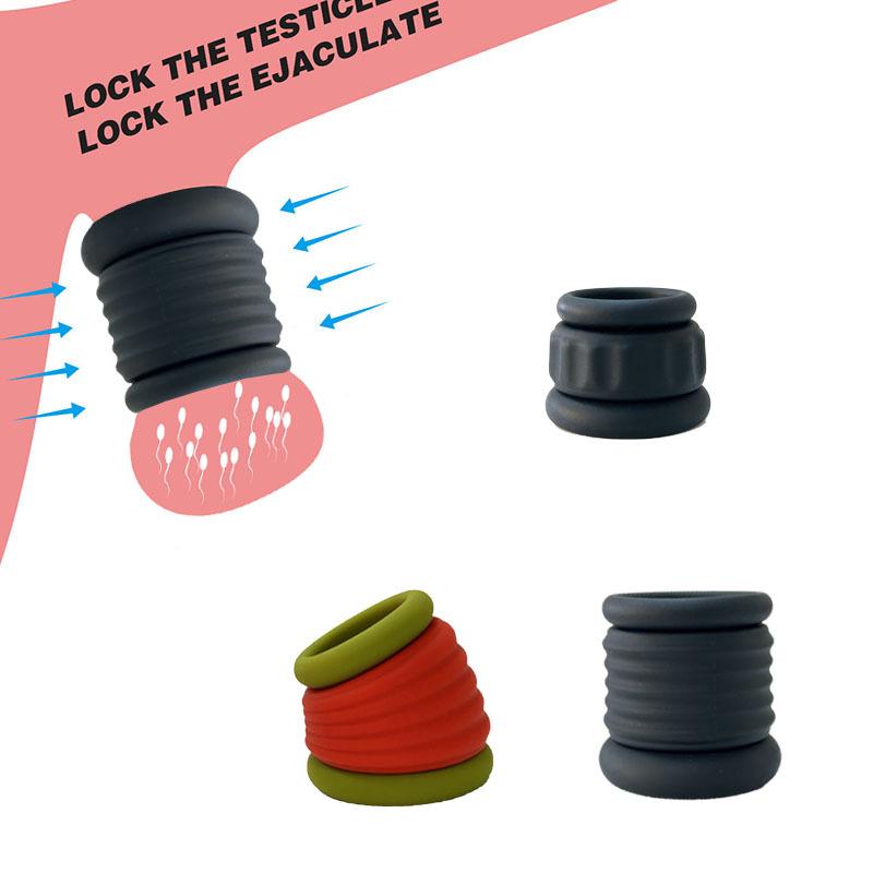 Silicone Ball Lock Penis Sleeve Restraint Ring for Endurance and Sperm Delay