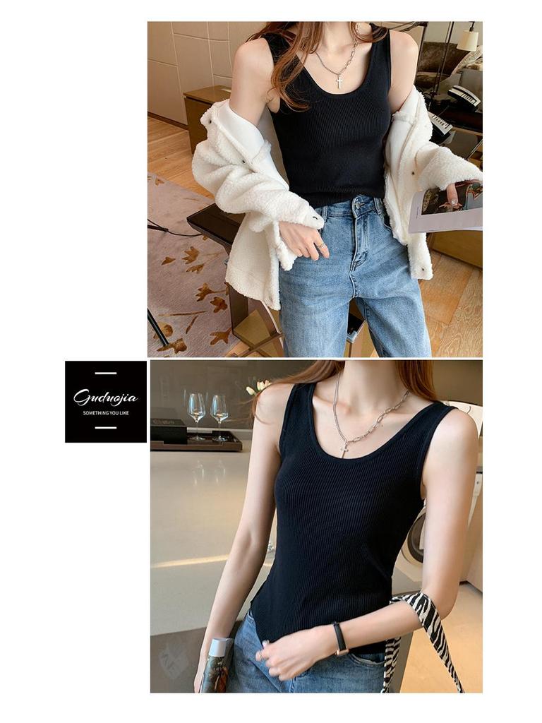 Women's French Chic Knitted Camisole: Summer Ice Silk Vest with Stylish Back Design