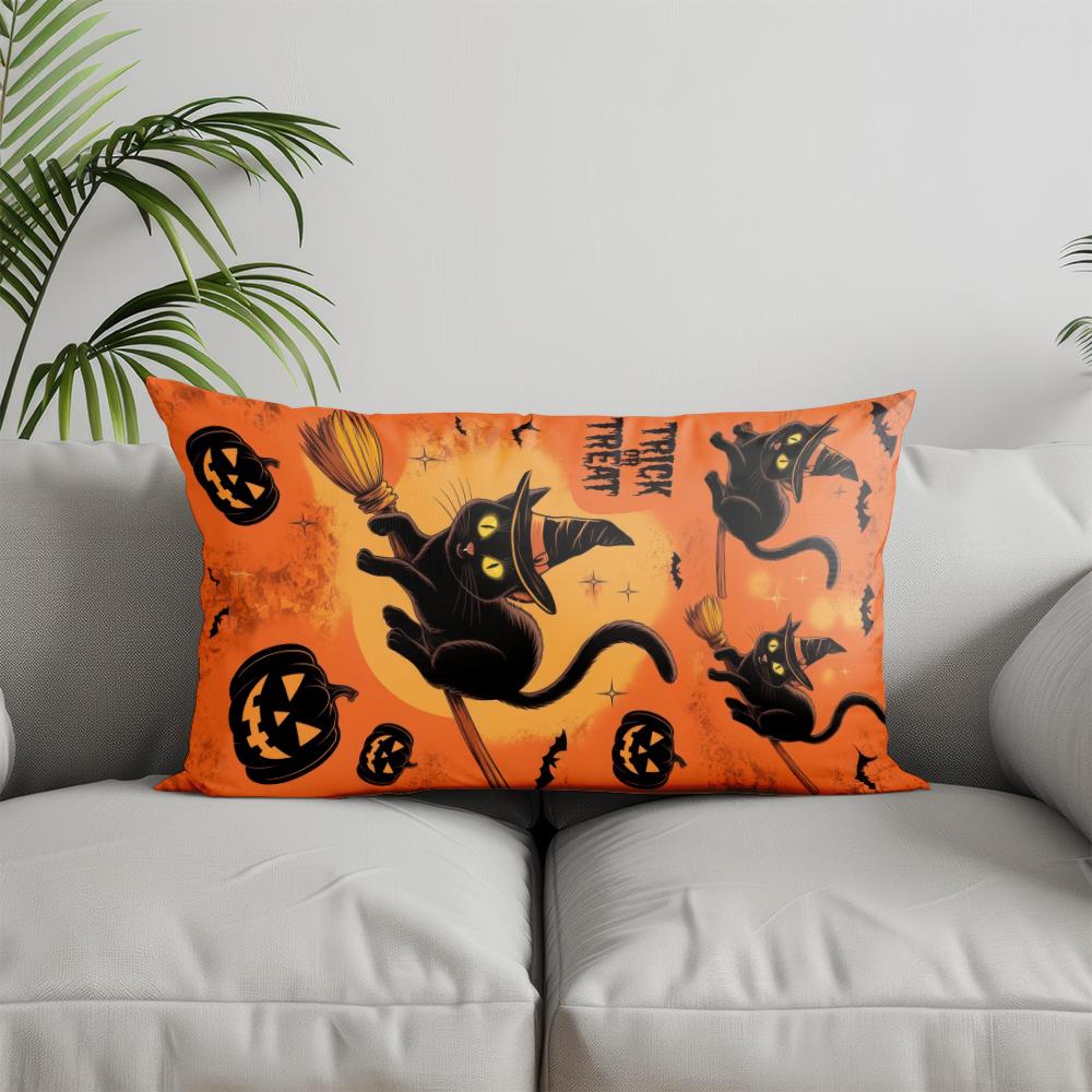 Home Decor Halloween-themed Spooky Pillow Cover Suitable For Sofa Bedroom Car Pillow Cover Cushion Rectangular Back Cushion